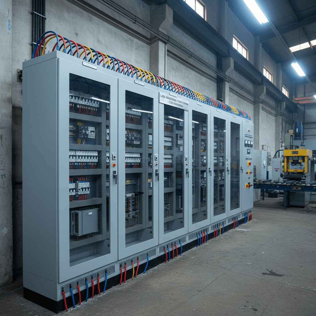 Tableau électrique industriel haute tension dans une usine à Lubumbashi